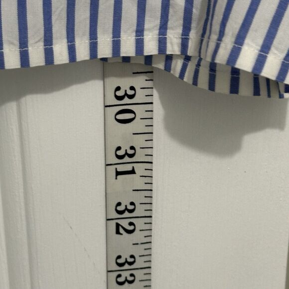Lauren Ralph Plus Size 3x Striped No Iron Crisp Cotton Shirt Blue White - Picture 7 of 9